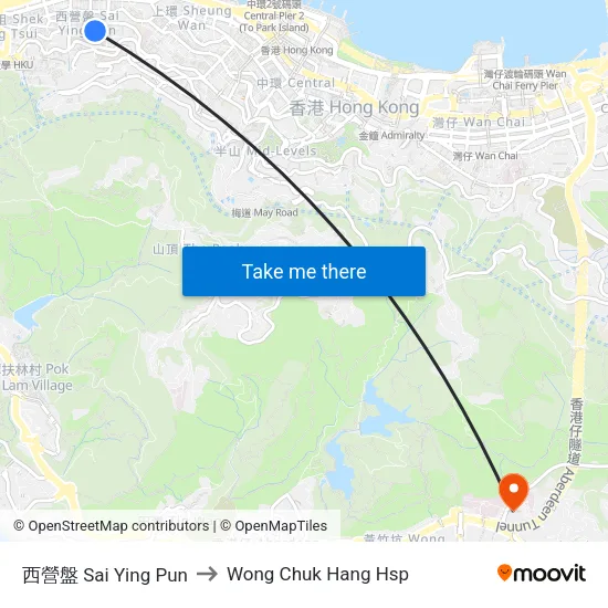 西營盤 Sai Ying Pun to Wong Chuk Hang Hsp map