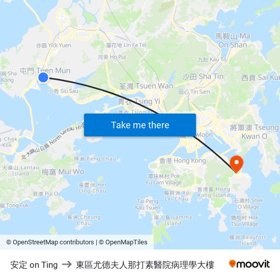 安定 on Ting to 東區尤德夫人那打素醫院病理學大樓 map