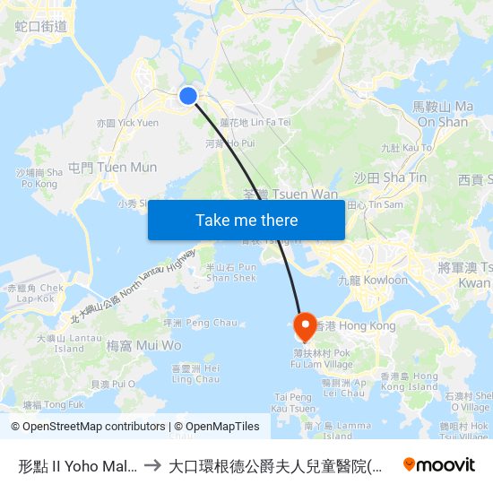 形點 II Yoho Mall II to 大口環根德公爵夫人兒童醫院(側門) map