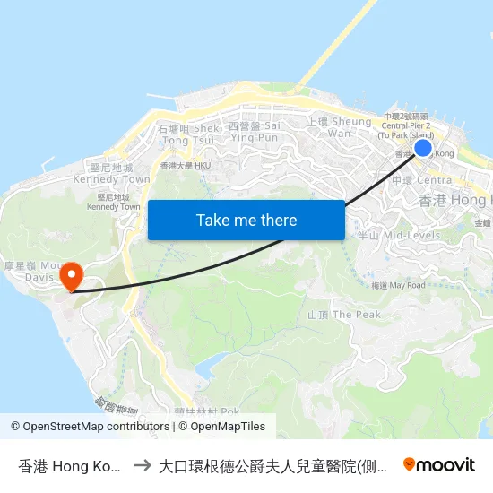 香港 Hong Kong to 大口環根德公爵夫人兒童醫院(側門) map