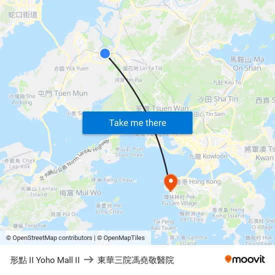 形點 II Yoho Mall II to 東華三院馮堯敬醫院 map