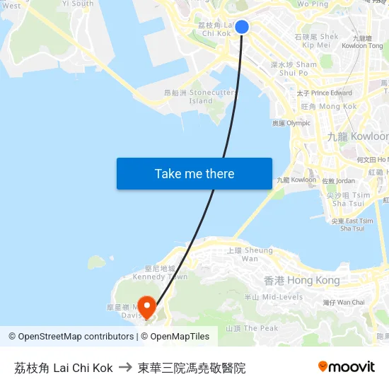 荔枝角 Lai Chi Kok to 東華三院馮堯敬醫院 map