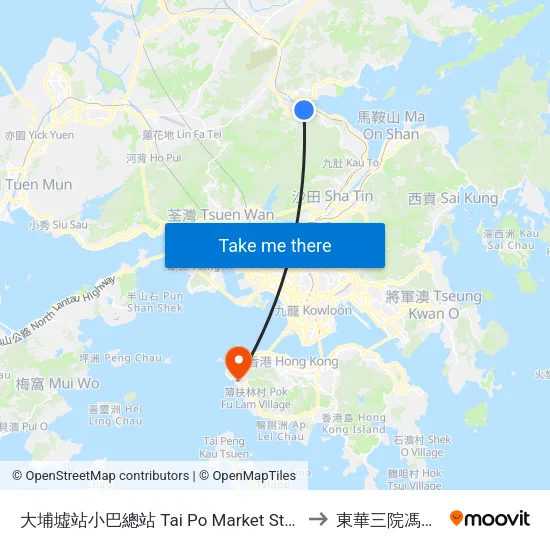 大埔墟站小巴總站 Tai Po Market Station Plb Terminus to 東華三院馮堯敬醫院 map
