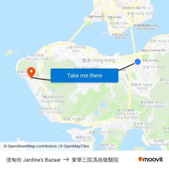 渣甸街 Jardine's Bazaar to 東華三院馮堯敬醫院 map