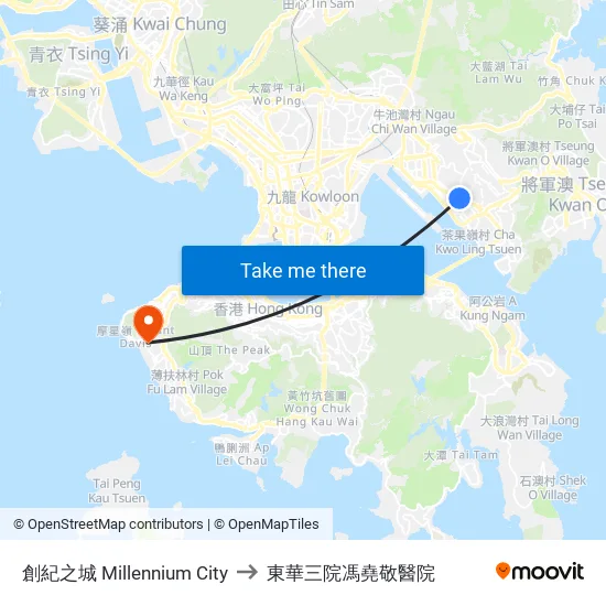 創紀之城 Millennium City to 東華三院馮堯敬醫院 map