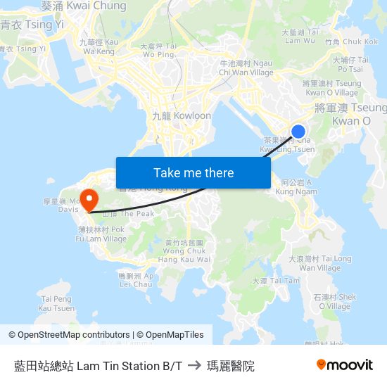 藍田站總站 Lam Tin Station B/T to 瑪麗醫院 map