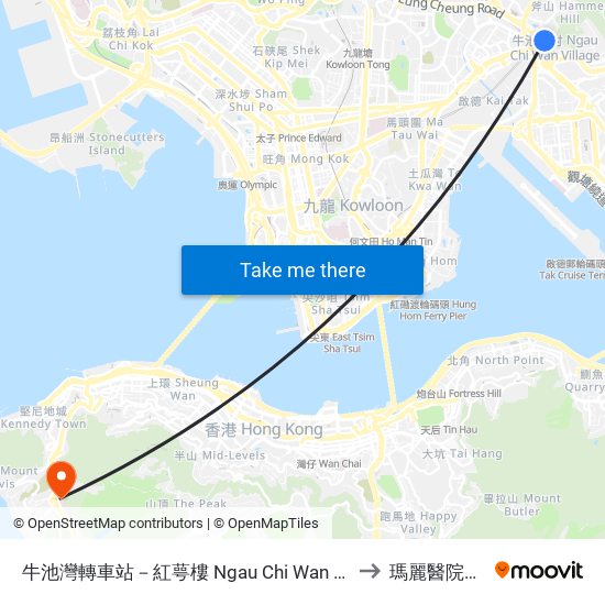 牛池灣轉車站－紅萼樓 Ngau Chi Wan Bbi - Hung Ngok House to 瑪麗醫院羈留病房 map