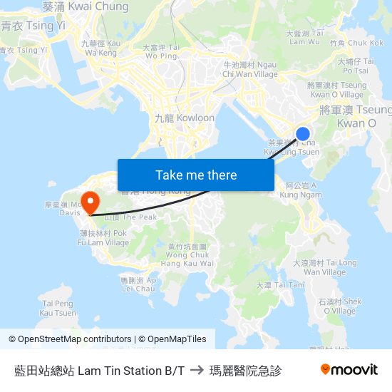 藍田站總站 Lam Tin Station B/T to 瑪麗醫院急診 map