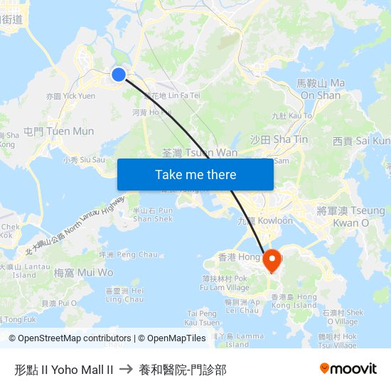 形點 II Yoho Mall II to 養和醫院-門診部 map