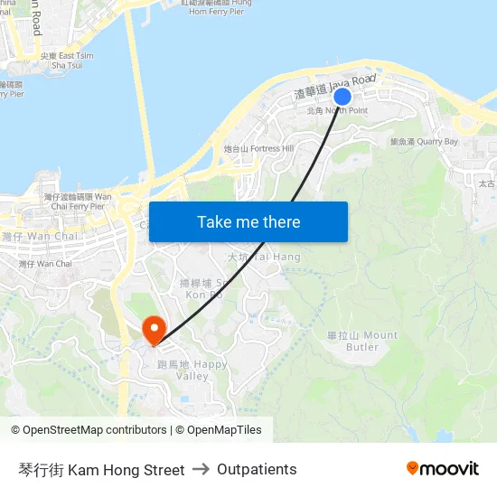琴行街 Kam Hong Street to Outpatients map