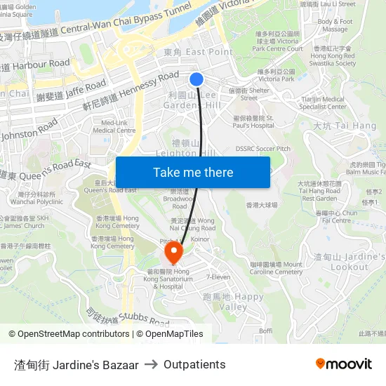 渣甸街 Jardine's Bazaar to Outpatients map