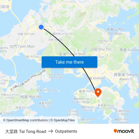 大棠路 Tai Tong Road to Outpatients map