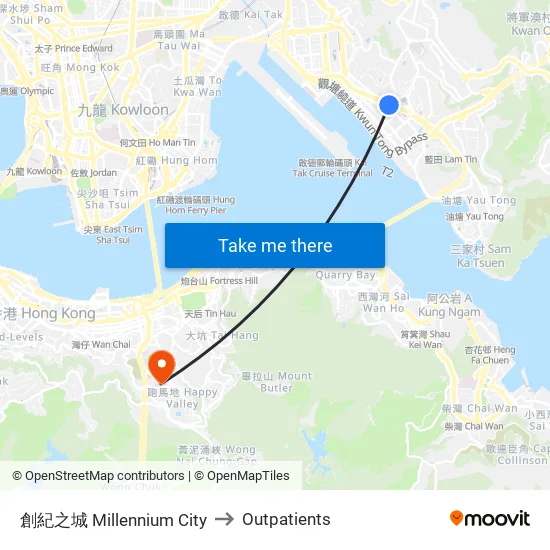 創紀之城 Millennium City to Outpatients map