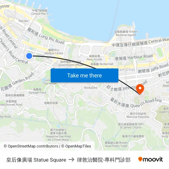 皇后像廣場 Statue Square to 律敦治醫院-專科門診部 map