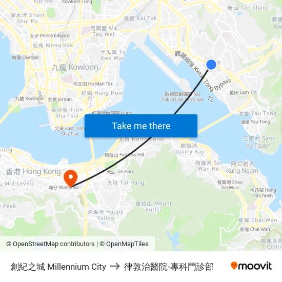 創紀之城 Millennium City to 律敦治醫院-專科門診部 map