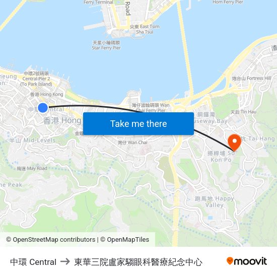 中環 Central to 東華三院盧家騶眼科醫療紀念中心 map
