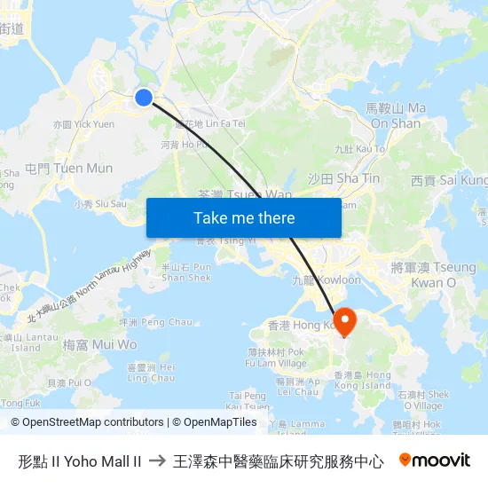 形點 II Yoho Mall II to 王澤森中醫藥臨床研究服務中心 map
