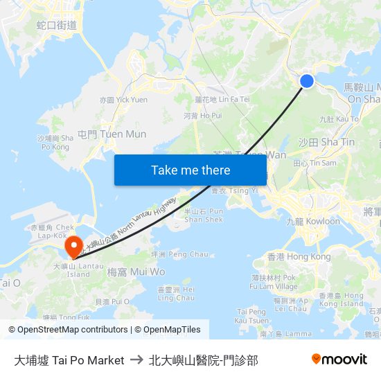 大埔墟 Tai Po Market to 北大嶼山醫院-門診部 map