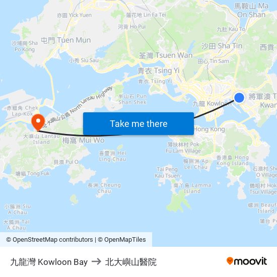 九龍灣 Kowloon Bay to 北大嶼山醫院 map