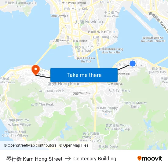 琴行街 Kam Hong Street to Centenary Building map