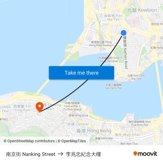 南京街 Nanking Street to 李兆忠紀念大樓 map