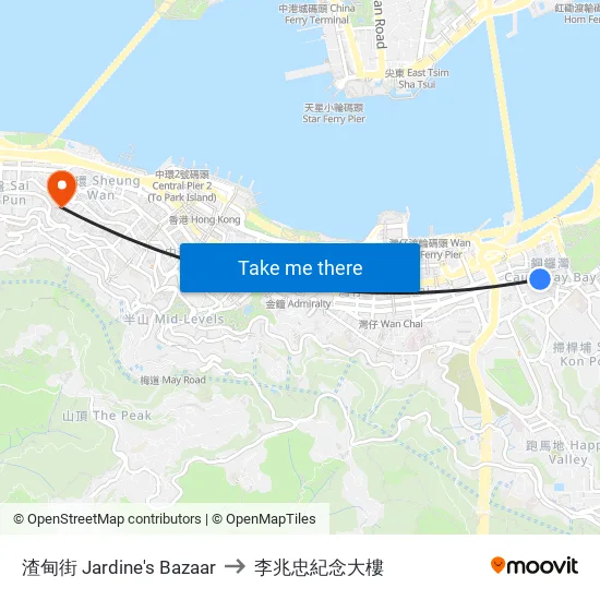 渣甸街 Jardine's Bazaar to 李兆忠紀念大樓 map