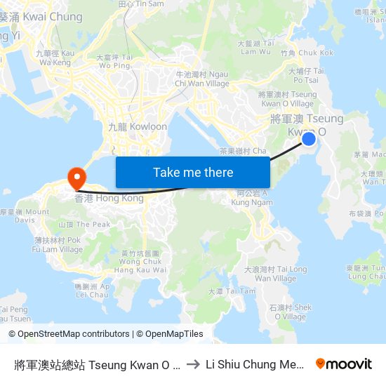 將軍澳站總站 Tseung Kwan O Station Bus Terminus to Li Shiu Chung Memorial Building map