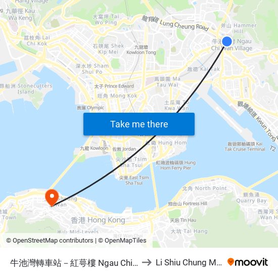 牛池灣轉車站－紅萼樓 Ngau Chi Wan Bbi - Hung Ngok House to Li Shiu Chung Memorial Building map