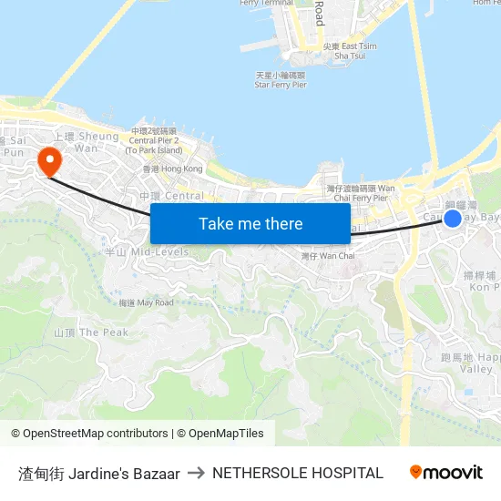渣甸街 Jardine's Bazaar to NETHERSOLE HOSPITAL map