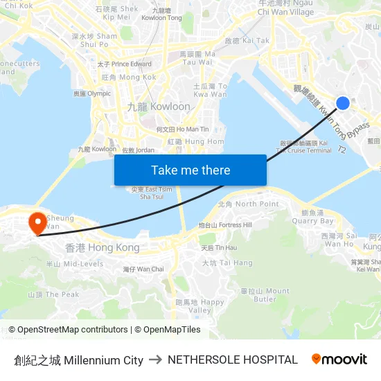 創紀之城 Millennium City to NETHERSOLE HOSPITAL map