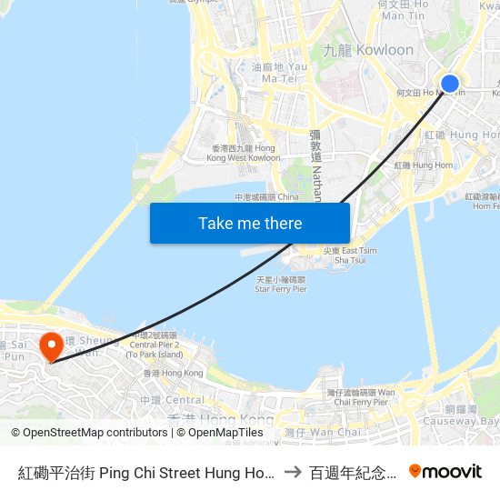 紅磡平治街 Ping Chi Street Hung Hom to 百週年紀念樓 map