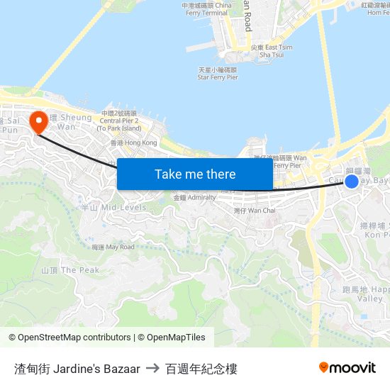 渣甸街 Jardine's Bazaar to 百週年紀念樓 map