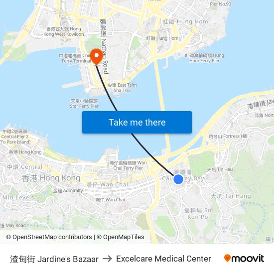 渣甸街 Jardine's Bazaar to Excelcare Medical Center map