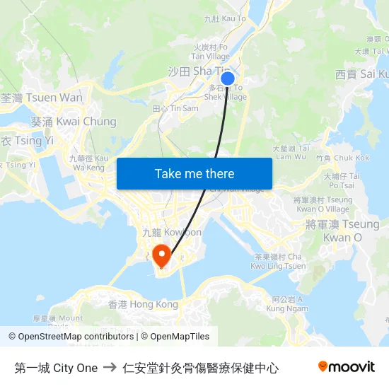 第一城 City One to 仁安堂針灸骨傷醫療保健中心 map