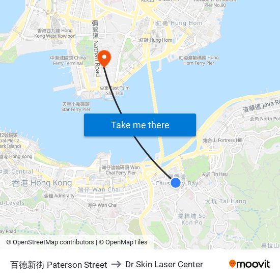 百德新街 Paterson Street to Dr Skin Laser Center map