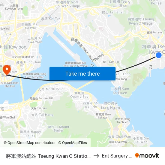 將軍澳站總站 Tseung Kwan O Station Bus Terminus to Ent Surgery Centre map