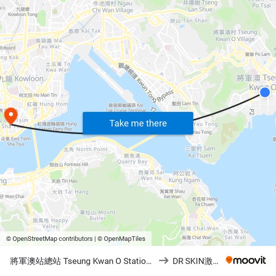 將軍澳站總站 Tseung Kwan O Station Bus Terminus to DR SKIN激光中心 map