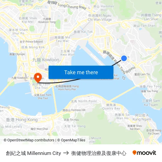 創紀之城 Millennium City to 衡健物理治療及復康中心 map