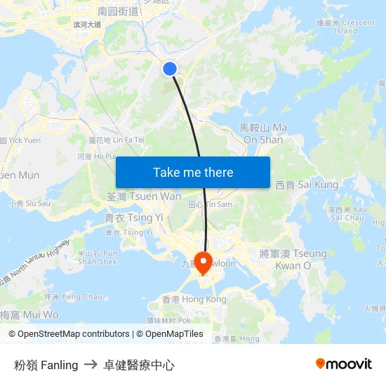 粉嶺 Fanling to 卓健醫療中心 map