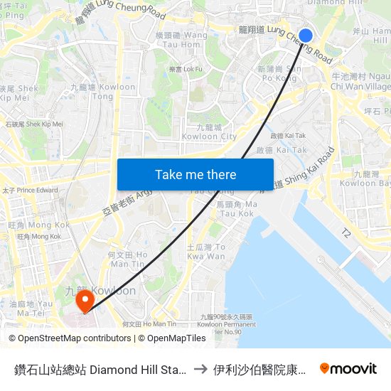 鑽石山站總站 Diamond Hill Station B/T to 伊利沙伯醫院康復中心 map