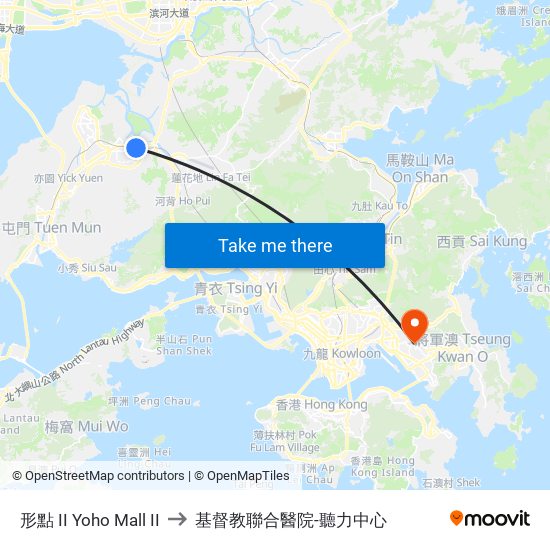 形點 II Yoho Mall II to 基督教聯合醫院-聽力中心 map