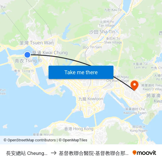 長安總站 Cheung on B/T to 基督教聯合醫院-基督教聯合那打素護康院 map