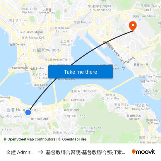 金鐘 Admiralty to 基督教聯合醫院-基督教聯合那打素護康院 map