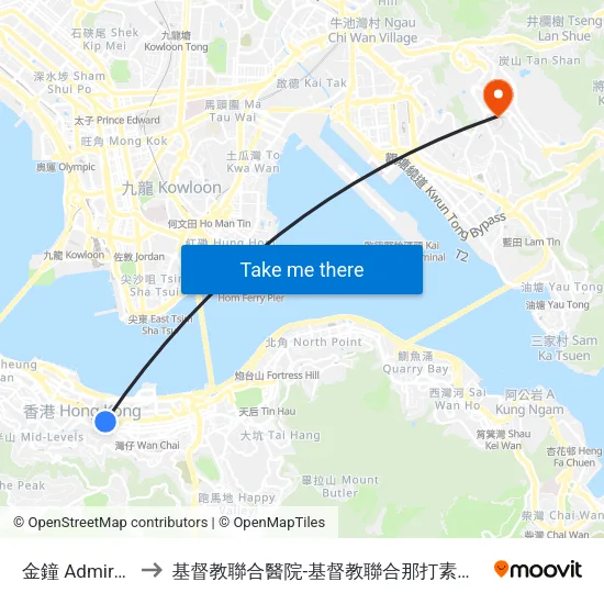 金鐘 Admiralty to 基督教聯合醫院-基督教聯合那打素護康院 map