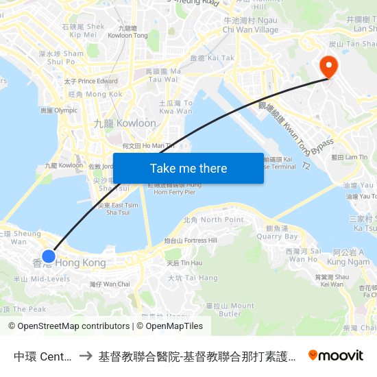 中環 Central to 基督教聯合醫院-基督教聯合那打素護康院 map