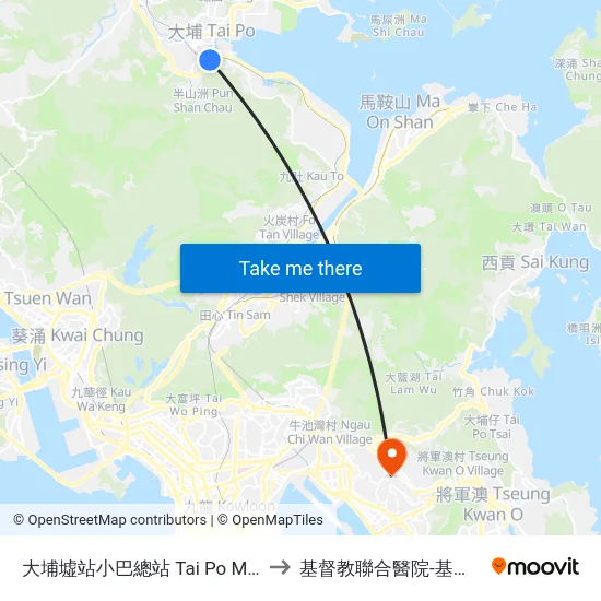 大埔墟站小巴總站 Tai Po Market Station Plb Terminus to 基督教聯合醫院-基督教聯合那打素護康院 map