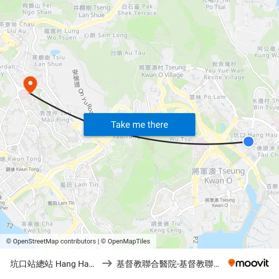坑口站總站 Hang Hau Station B/T to 基督教聯合醫院-基督教聯合那打素護康院 map