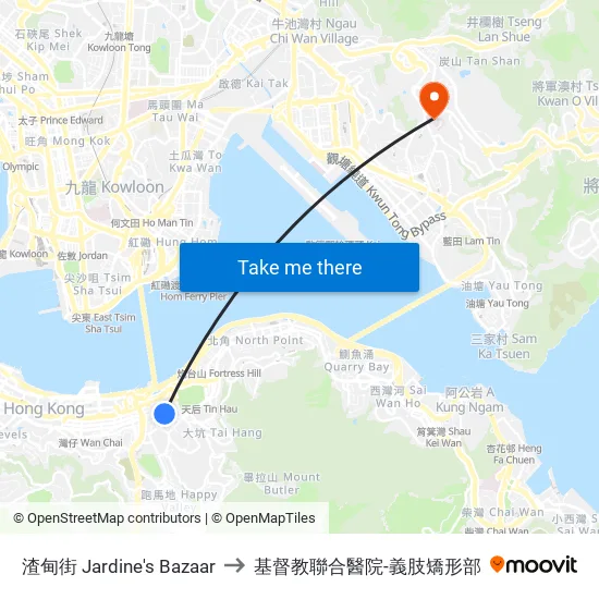 渣甸街 Jardine's Bazaar to 基督教聯合醫院-義肢矯形部 map