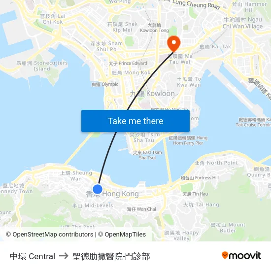 中環 Central to 聖德肋撒醫院-門診部 map