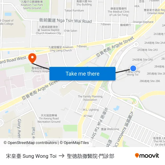 宋皇臺 Sung Wong Toi to 聖德肋撒醫院-門診部 map